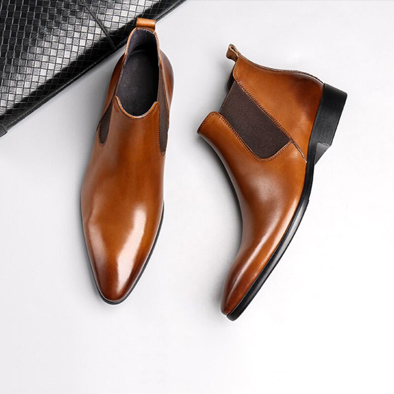 giay-chelsea-boots-cho-nam-m404 boot cao cổ nam màu patina vàng bò m404